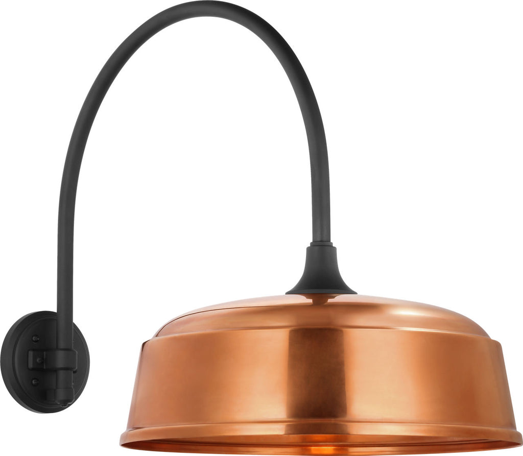 Academy 19.5" Arched Mack Barn Light | Matte Black | 16 | 16" Soft Copper Rockhouse Shade
