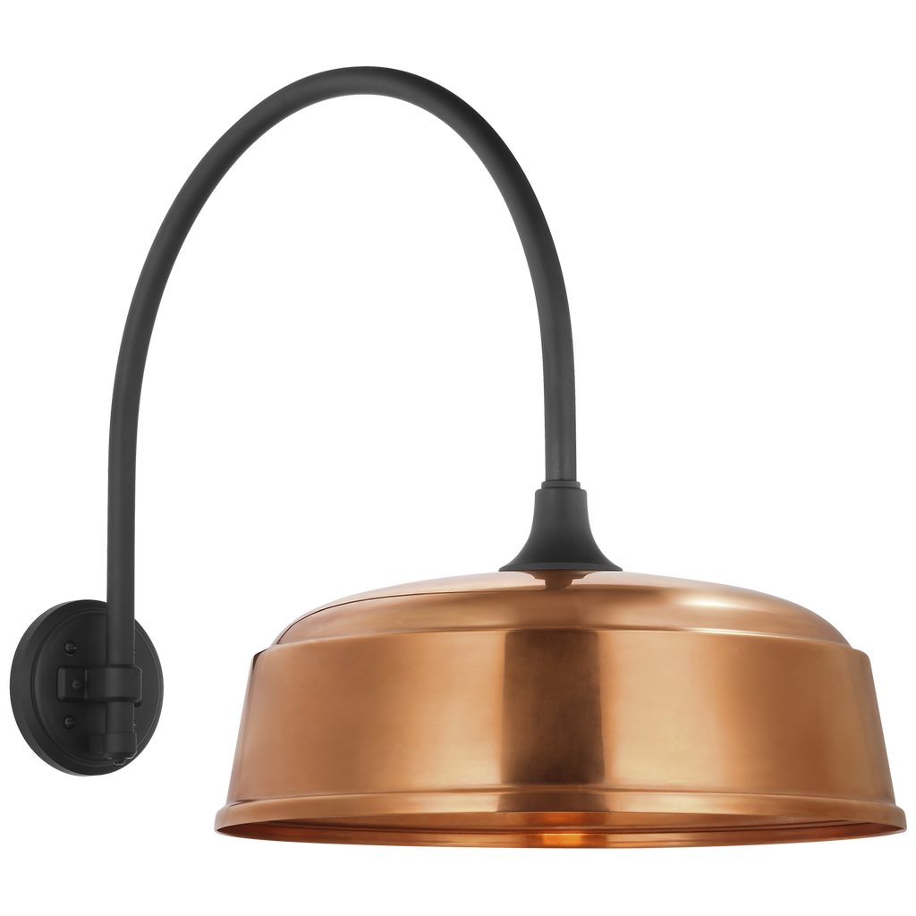 Academy 19.5" Arched Mack Barn Light | Matte Black | 16 | 16" Soft Copper Rockhouse Shade