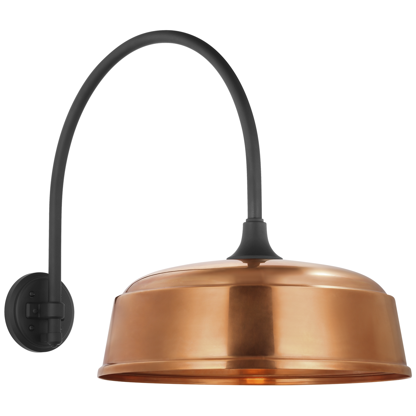 Academy 19.5" Arched Mack Barn Light | Matte Black | 16 | 16" Soft Copper Rockhouse Shade