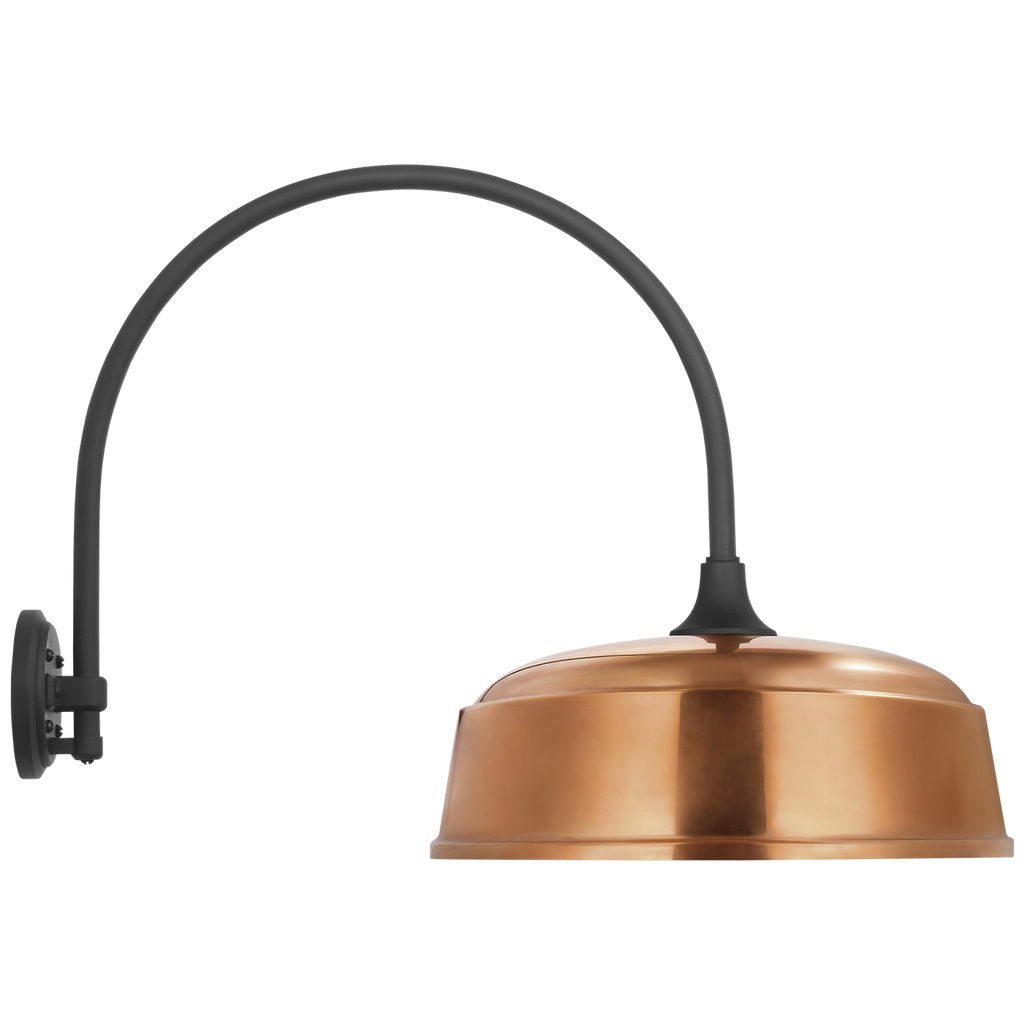 Academy 19.5" Arched Mack Barn Light | Matte Black | 16 | 16" Soft Copper Rockhouse Shade