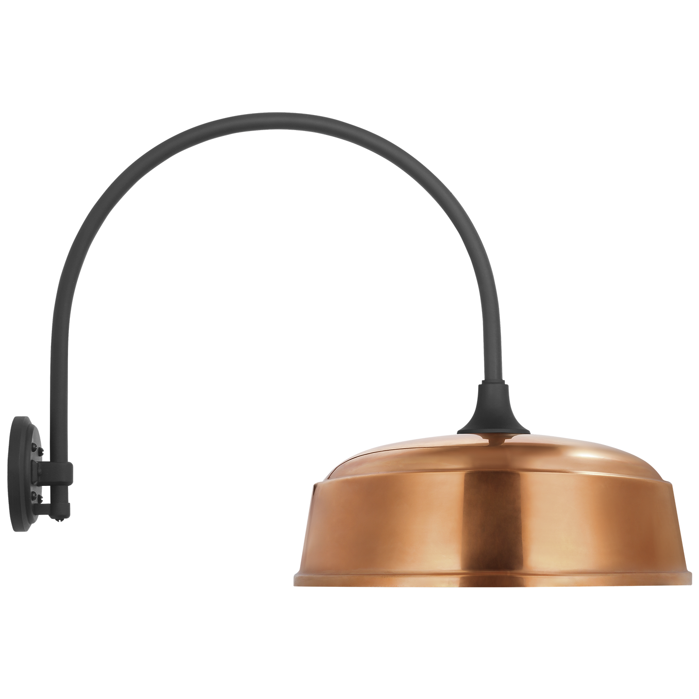Academy 19.5" Arched Mack Barn Light | Matte Black | 16 | 16" Soft Copper Rockhouse Shade