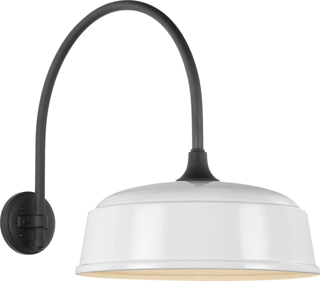 Academy 19.5" Arched Mack Barn Light | Matte Black | 16 | 16" White Rockhouse Shade