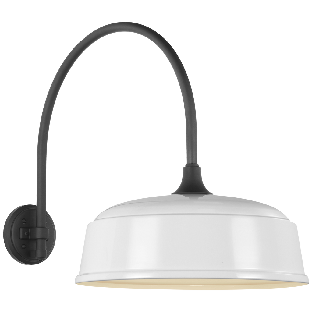 Academy 19.5" Arched Mack Barn Light | Matte Black | 16 | 16" White Rockhouse Shade