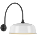 Academy 19.5" Arched Mack Barn Light | Matte Black | 16 | 16" White Rockhouse Shade