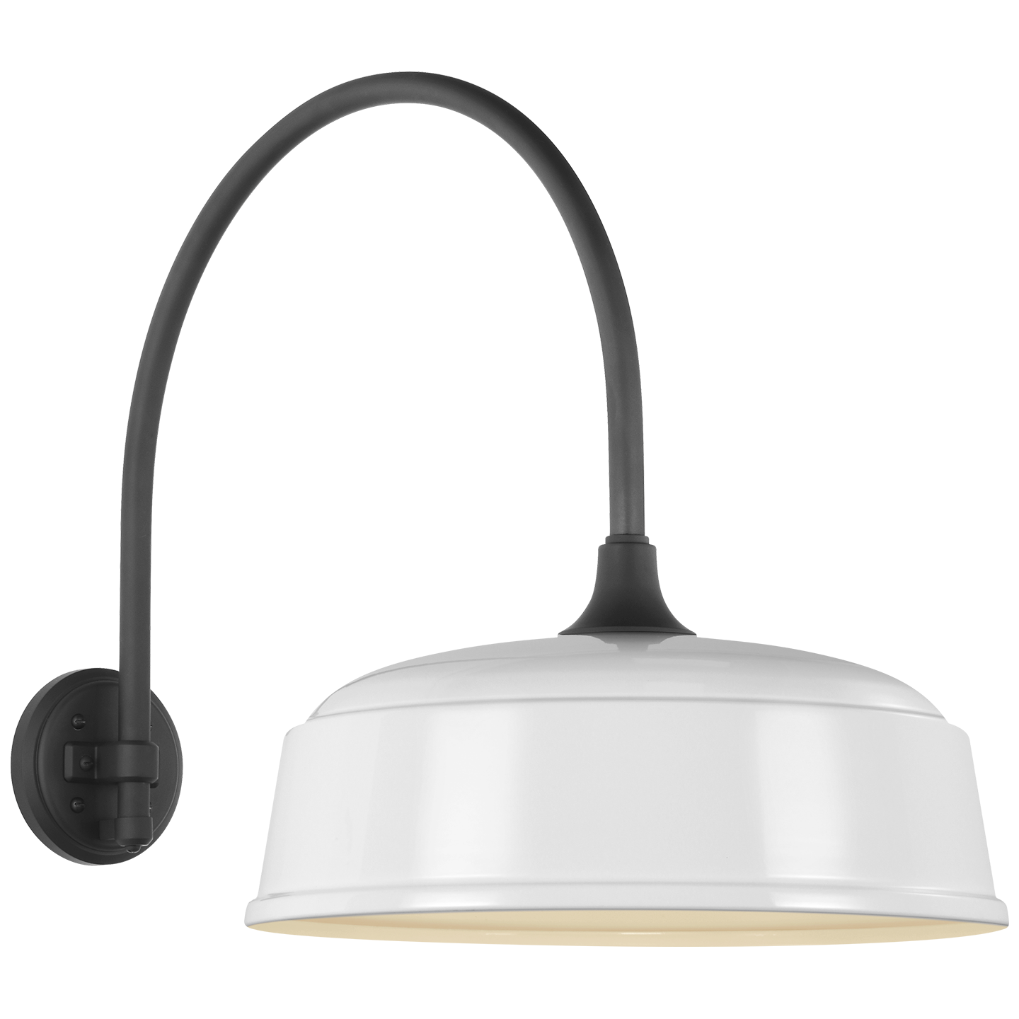 Academy 19.5" Arched Mack Barn Light | Matte Black | 16 | 16" White Rockhouse Shade
