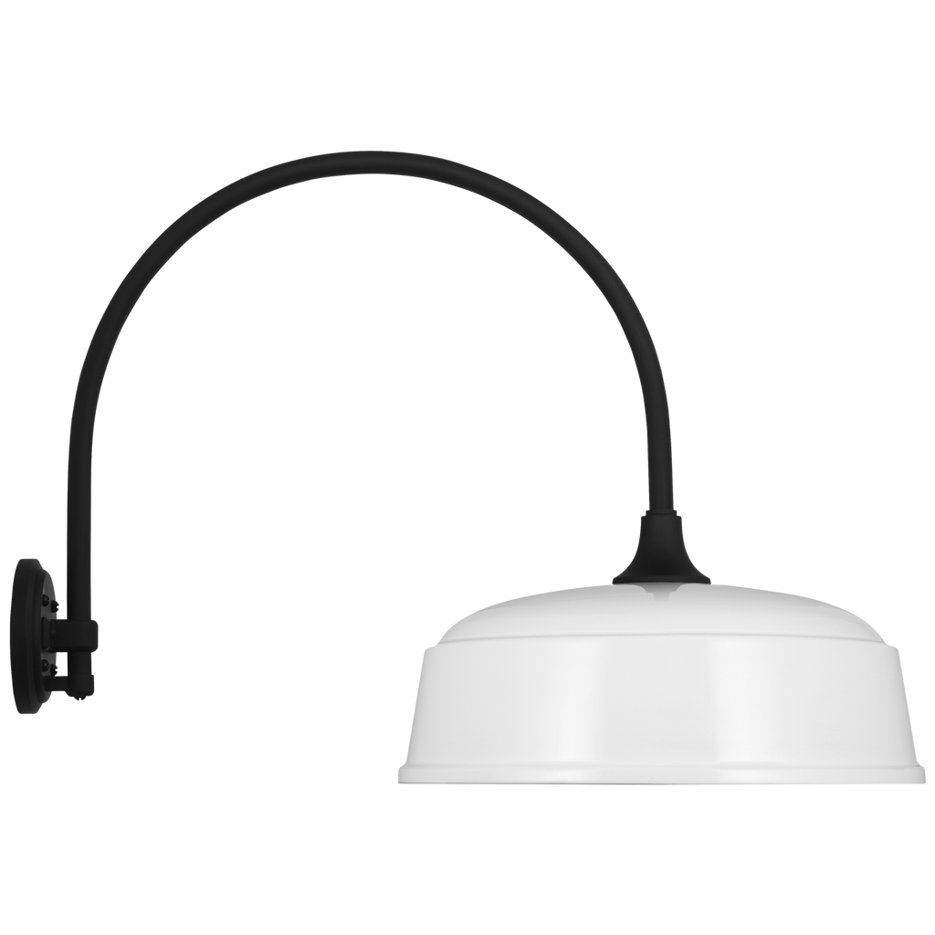 Academy 19.5" Arched Mack Barn Light | Matte Black | 16 | 16" White Rockhouse Shade