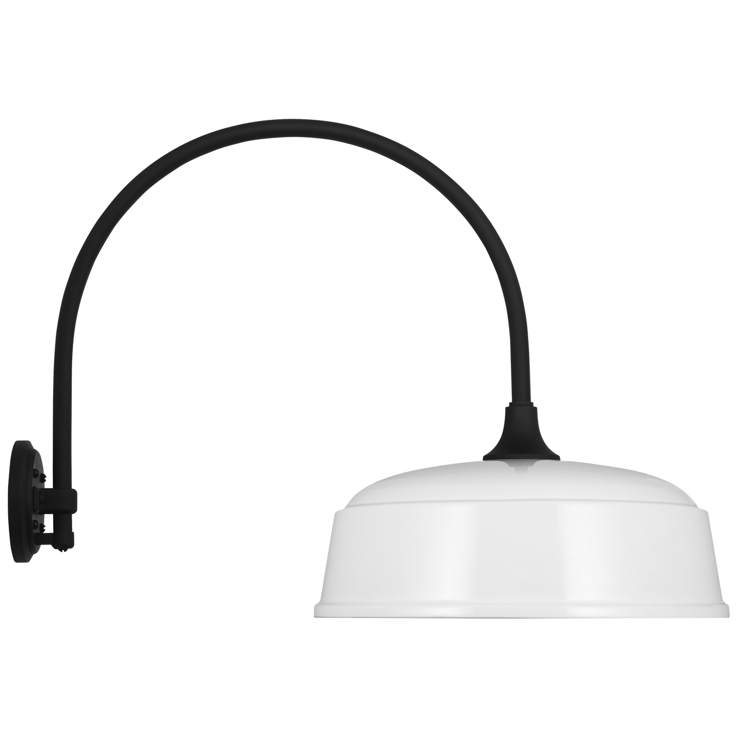 Academy 19.5" Arched Mack Barn Light | Matte Black | 16 | 16" White Rockhouse Shade