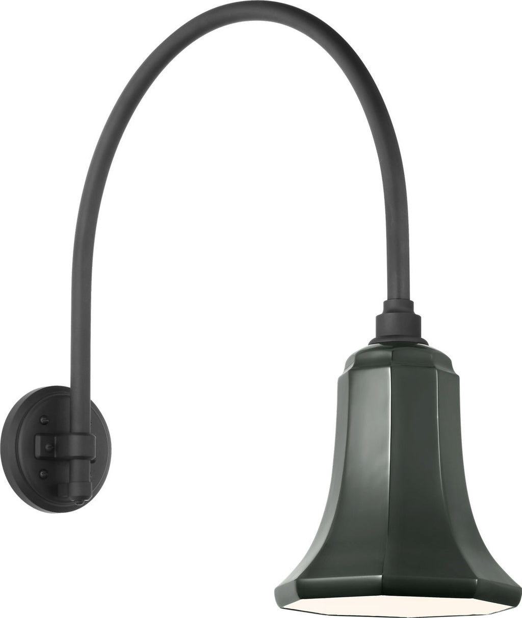 Academy 19.5" Arched Mack Barn Light | Matte Black | 7.5 | 7.5" Green Savannah Shade