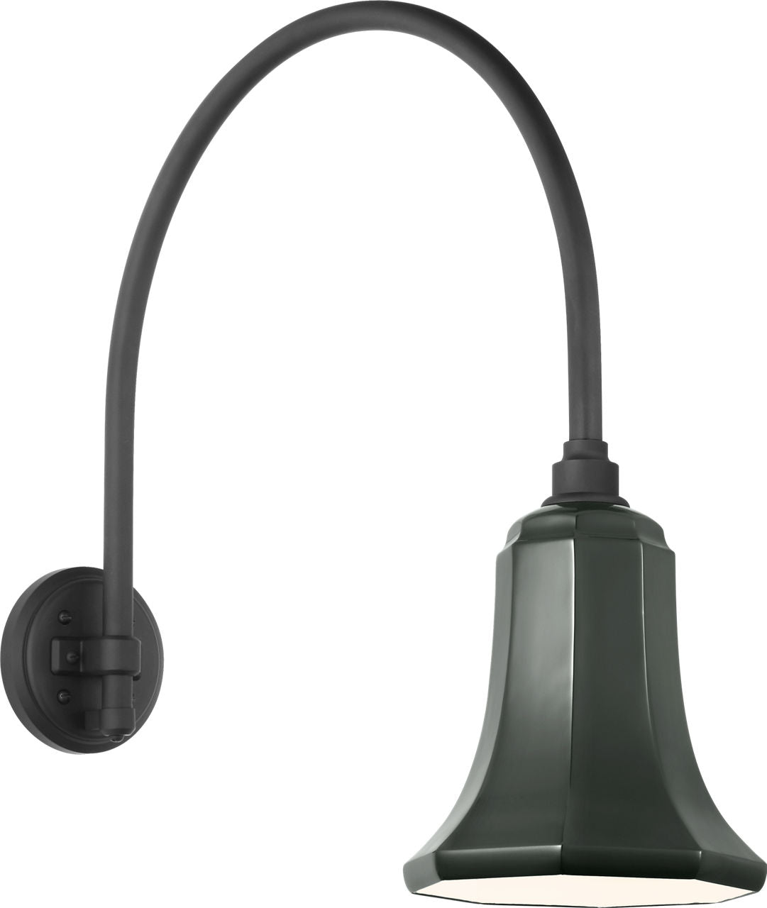 Academy 19.5" Arched Mack Barn Light | Matte Black | 7.5 | 7.5" Green Savannah Shade