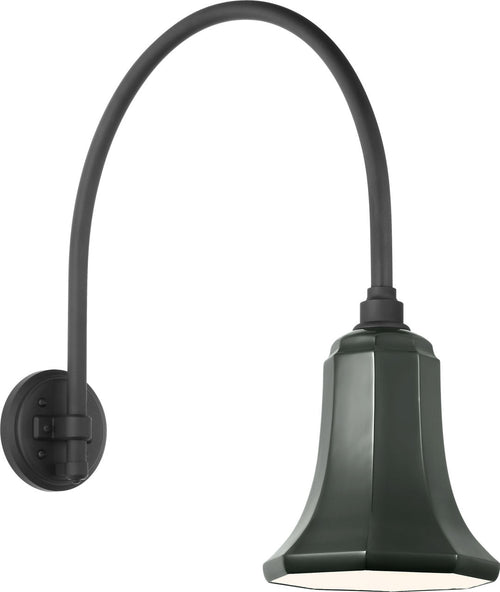 Academy 19.5" Arched Mack Barn Light | Matte Black | 7.5 | 7.5" Green Savannah Shade