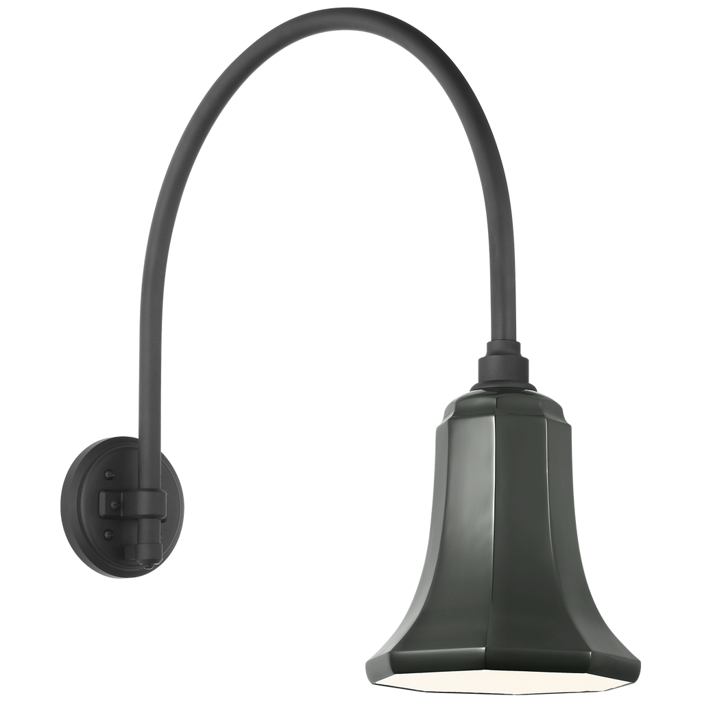 Academy 19.5" Arched Mack Barn Light | Matte Black | 7.5 | 7.5" Green Savannah Shade