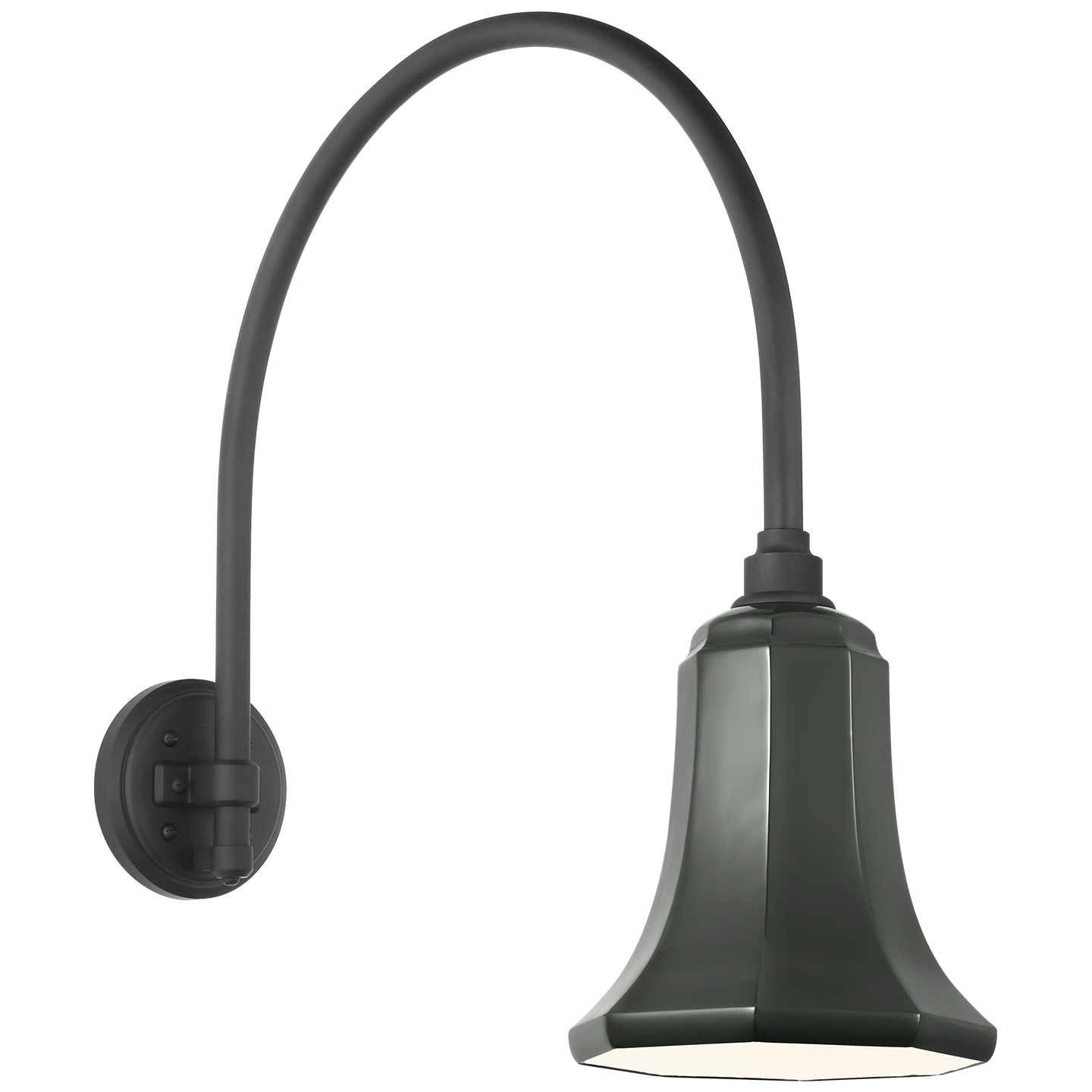 Academy 19.5" Arched Mack Barn Light | Matte Black | 7.5 | 7.5" Green Savannah Shade