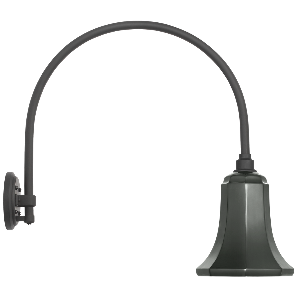 Academy 19.5" Arched Mack Barn Light | Matte Black | 7.5 | 7.5" Green Savannah Shade