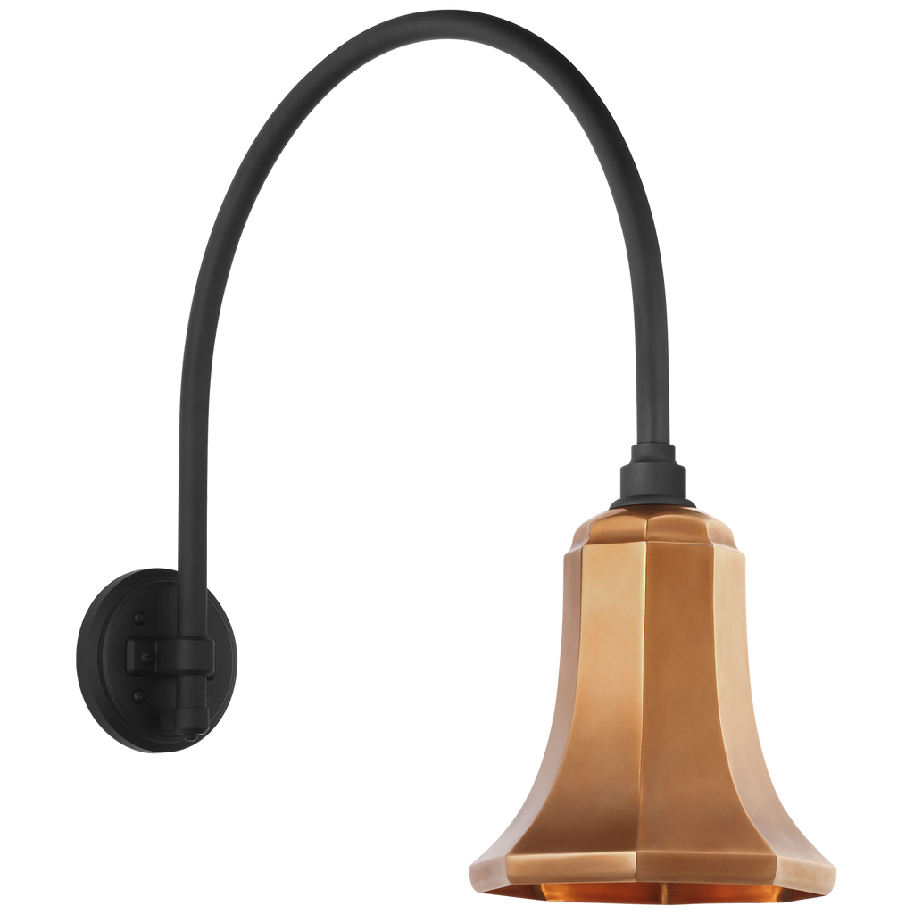 Academy 19.5" Arched Mack Barn Light | Matte Black | 7.5 | 7.5" Soft Copper Savannah Shade