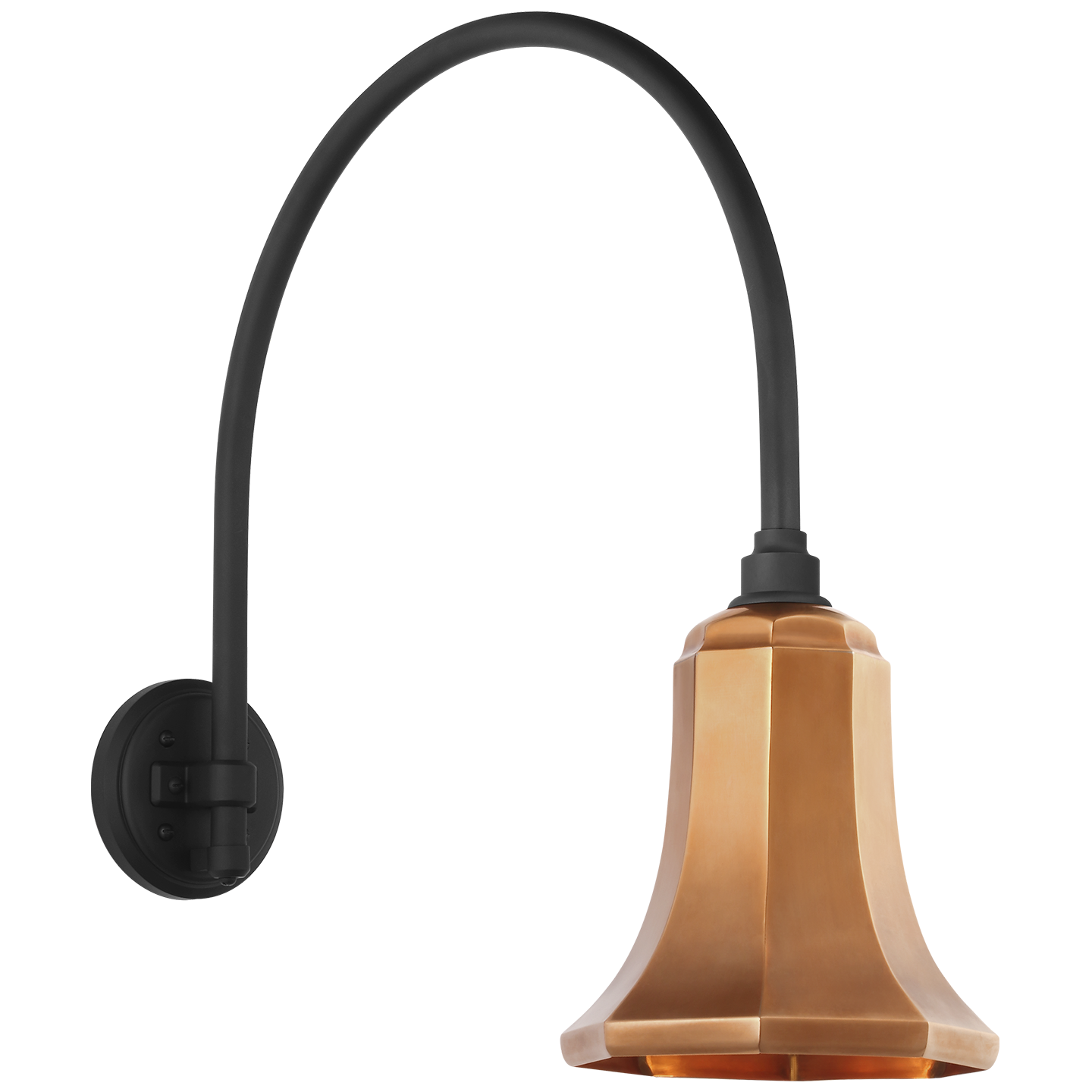 Academy 19.5" Arched Mack Barn Light | Matte Black | 7.5 | 7.5" Soft Copper Savannah Shade