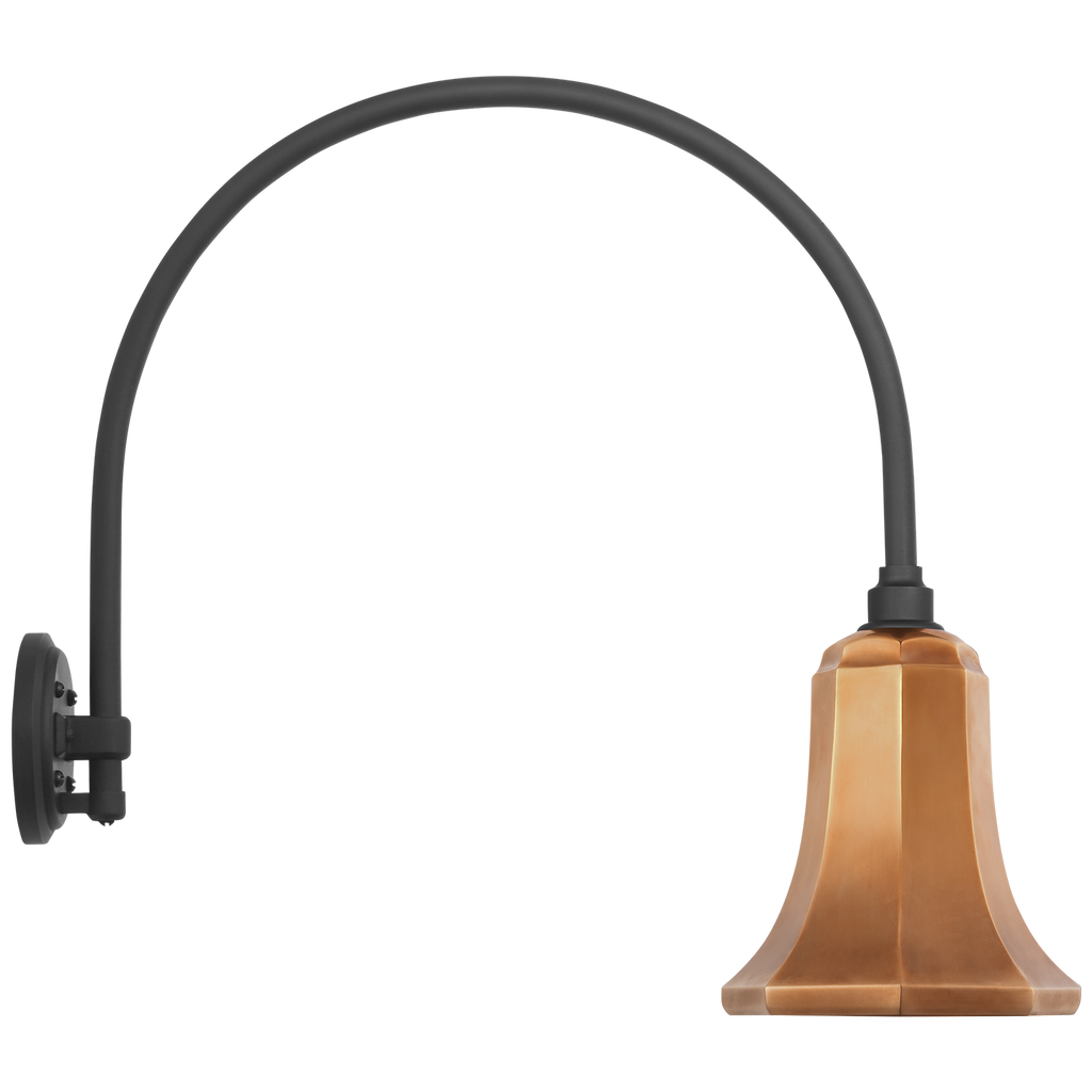 Academy 19.5" Arched Mack Barn Light | Matte Black | 7.5 | 7.5" Soft Copper Savannah Shade