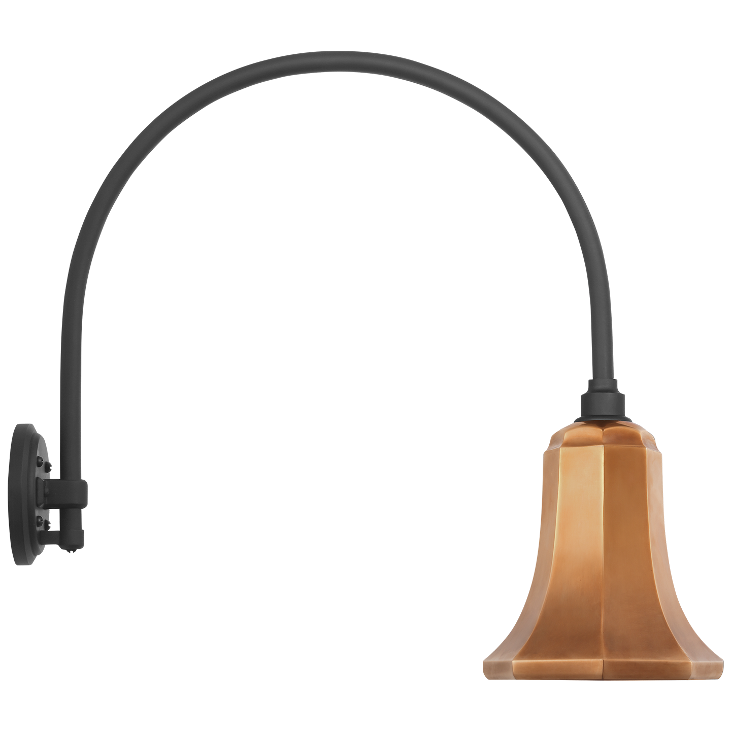 Academy 19.5" Arched Mack Barn Light | Matte Black | 7.5 | 7.5" Soft Copper Savannah Shade