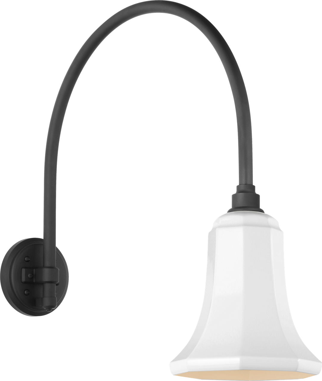 Academy 19.5" Arched Mack Barn Light | Matte Black | 7.5 | 7.5" White Savannah Shade
