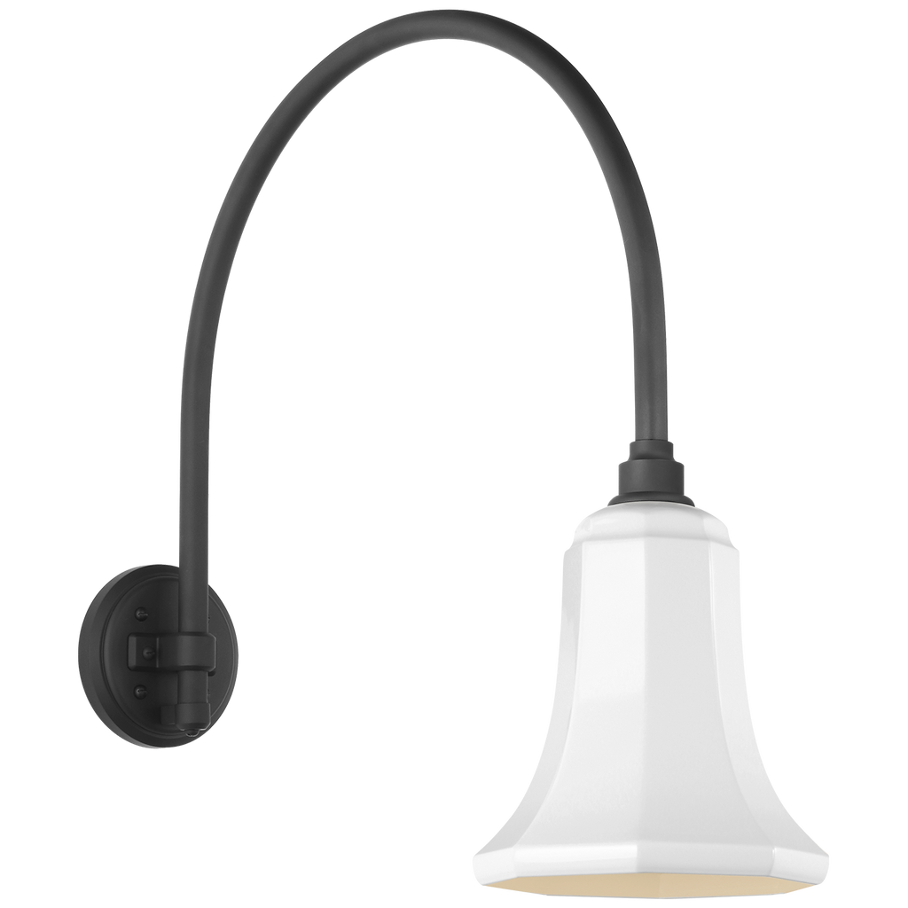 Academy 19.5" Arched Mack Barn Light | Matte Black | 7.5 | 7.5" White Savannah Shade
