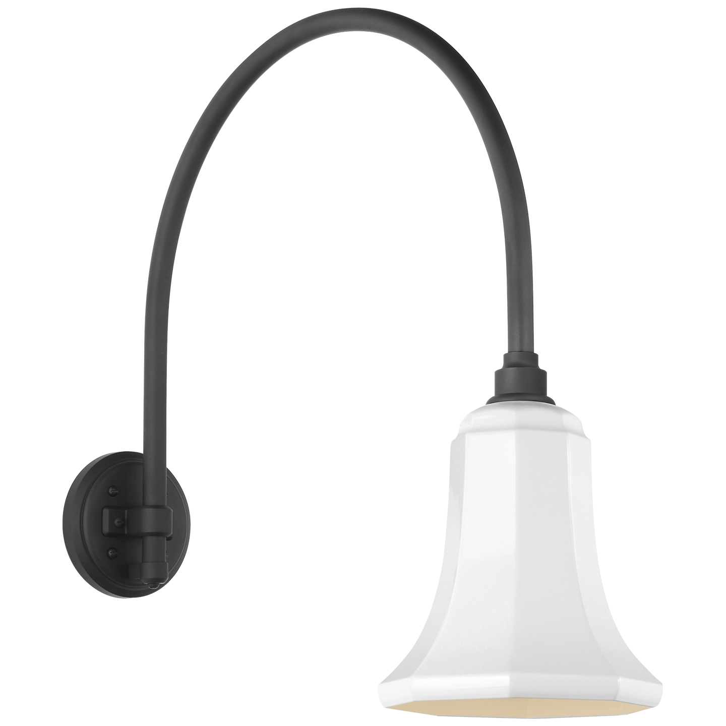 Academy 19.5" Arched Mack Barn Light | Matte Black | 7.5 | 7.5" White Savannah Shade