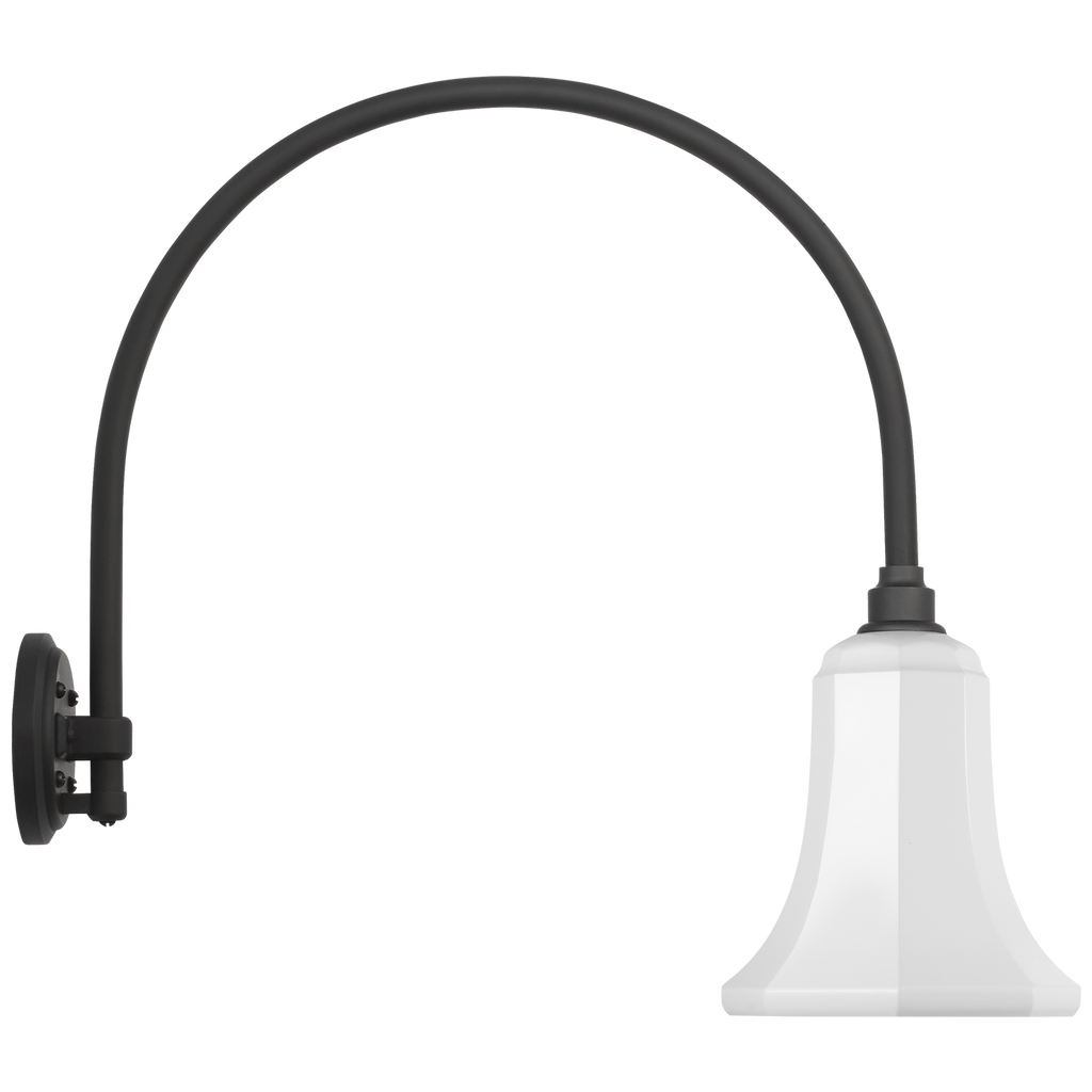 Academy 19.5" Arched Mack Barn Light | Matte Black | 7.5 | 7.5" White Savannah Shade
