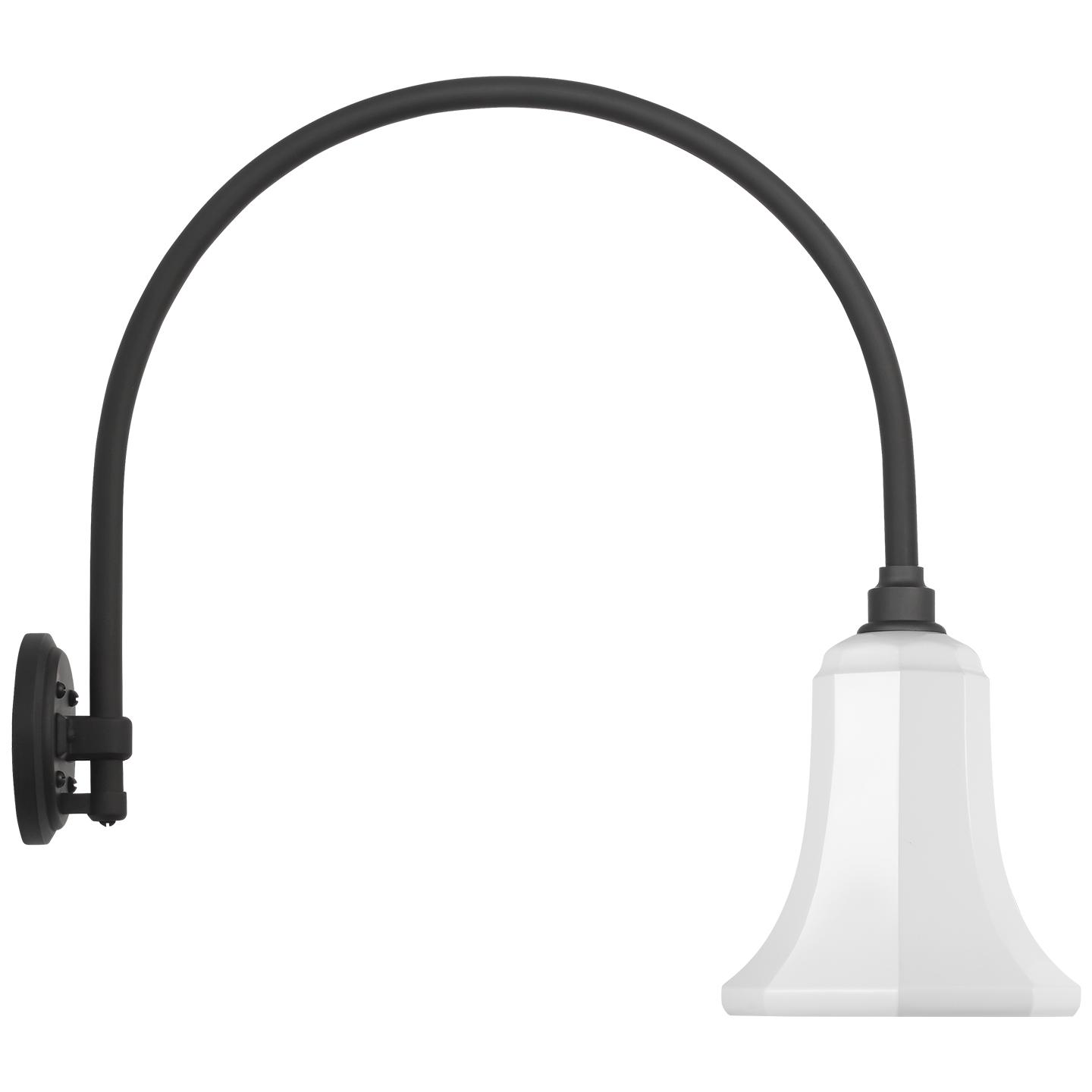 Academy 19.5" Arched Mack Barn Light | Matte Black | 7.5 | 7.5" White Savannah Shade
