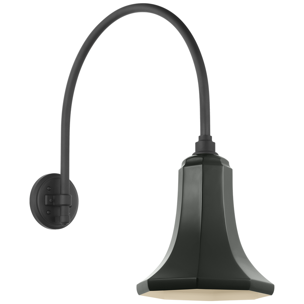 Academy 19.5" Arched Mack Barn Light | Matte Black | 9.25 | 9.25" Green Savannah Shade