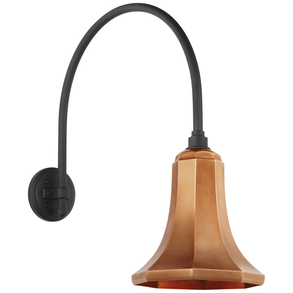 Academy 19.5" Arched Mack Barn Light | Matte Black | 9.25 | 9.25" Soft Copper Savannah Shade