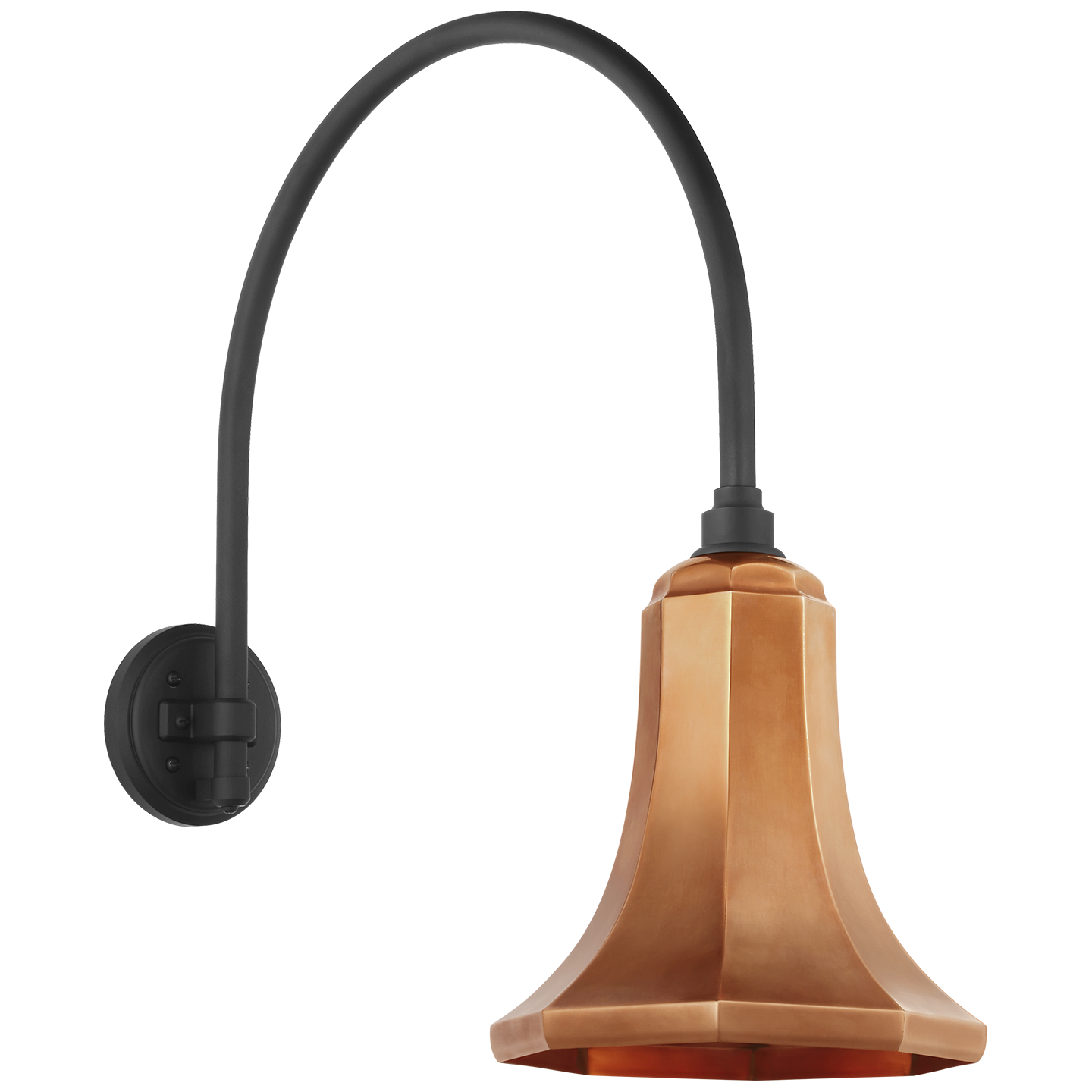 Academy 19.5" Arched Mack Barn Light | Matte Black | 9.25 | 9.25" Soft Copper Savannah Shade