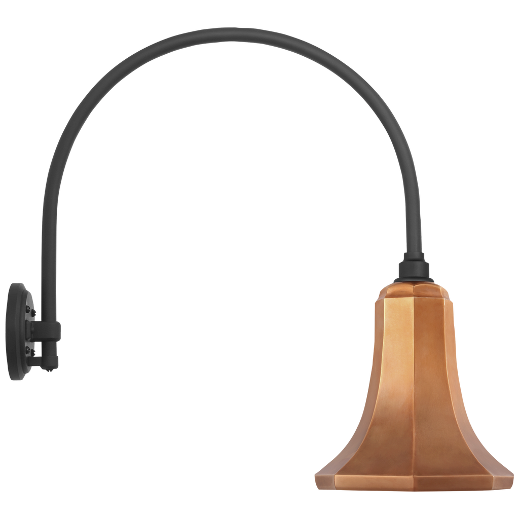 Academy 19.5" Arched Mack Barn Light | Matte Black | 9.25 | 9.25" Soft Copper Savannah Shade