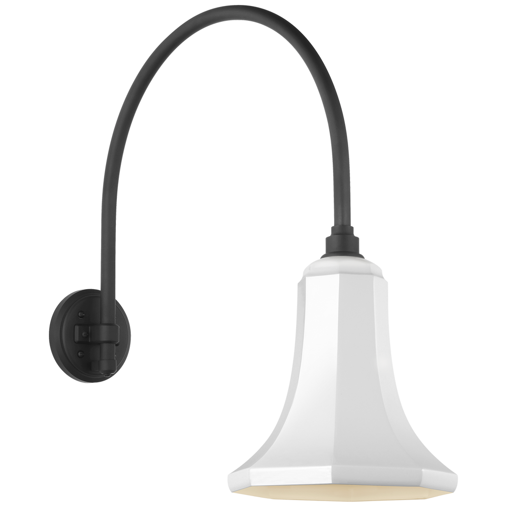 Academy 19.5" Arched Mack Barn Light | Matte Black | 9.25 | 9.25" White Savannah Shade