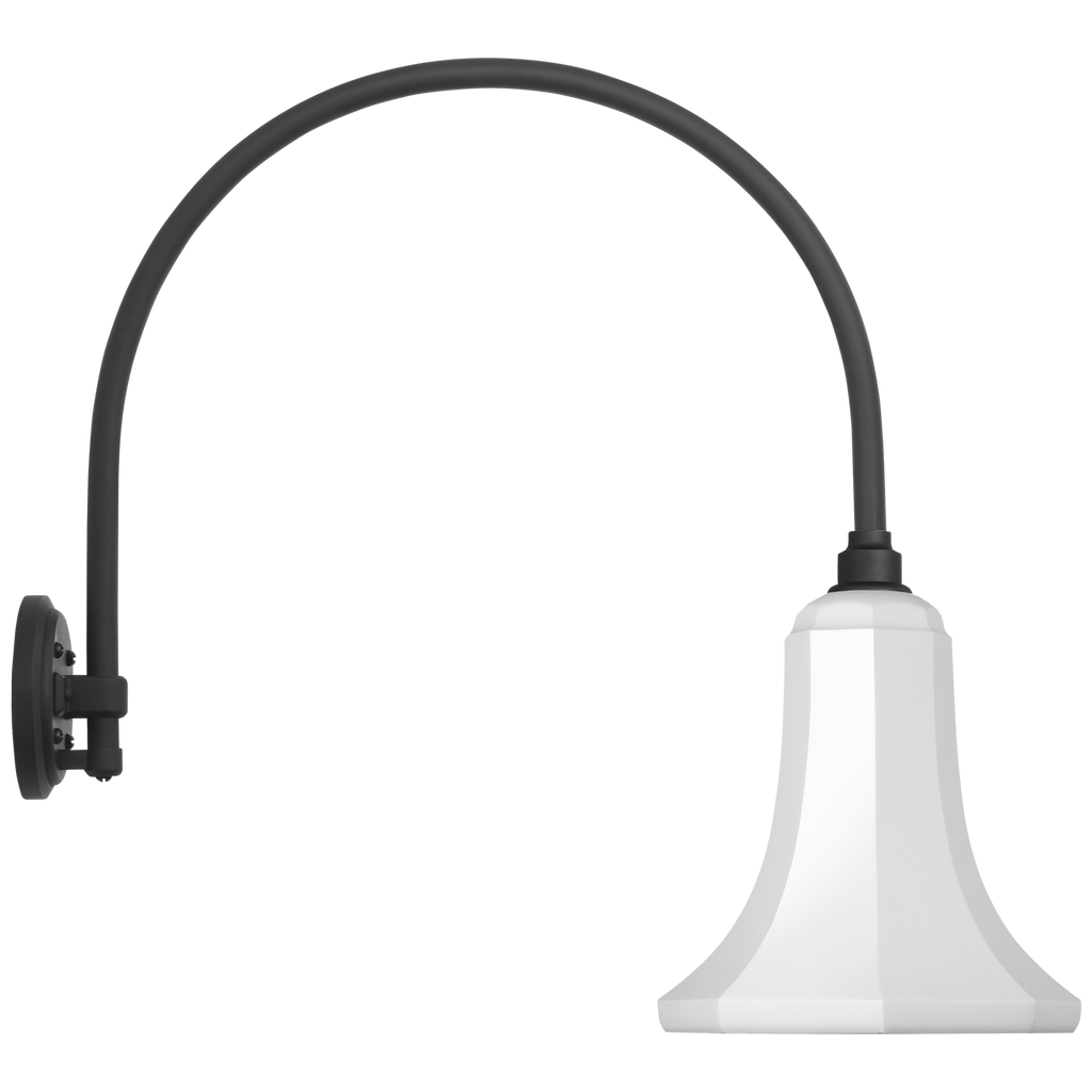 Academy 19.5" Arched Mack Barn Light | Matte Black | 9.25 | 9.25" White Savannah Shade
