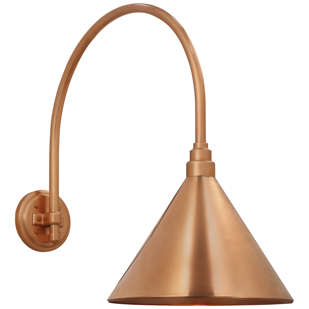 Academy 19.5" Arched Mack Barn Light | Soft Copper | 12.5 | 12.5" Soft Copper Conical Savannah Shade