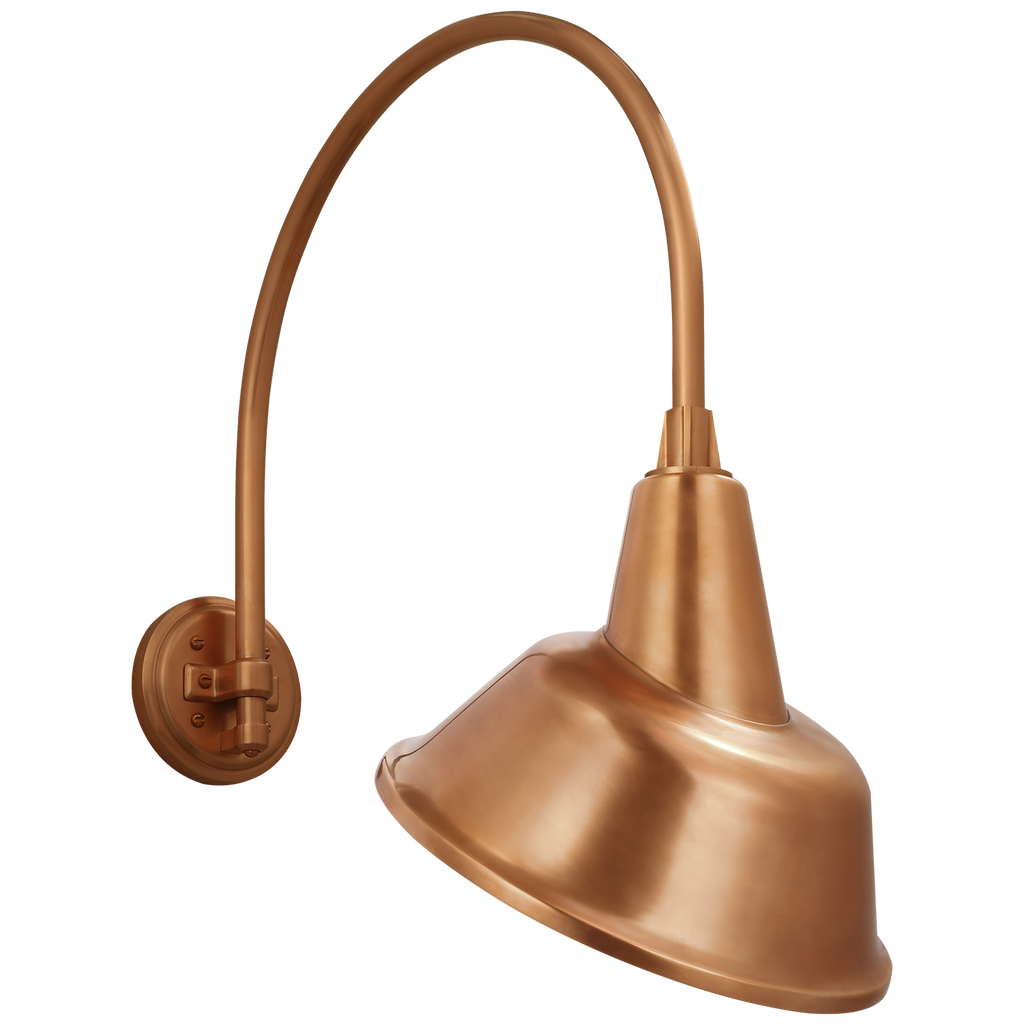 Academy 19.5" Arched Mack Barn Light | Soft Copper | 12.5 | 12.5" Soft Copper Tilted Bowers Shade