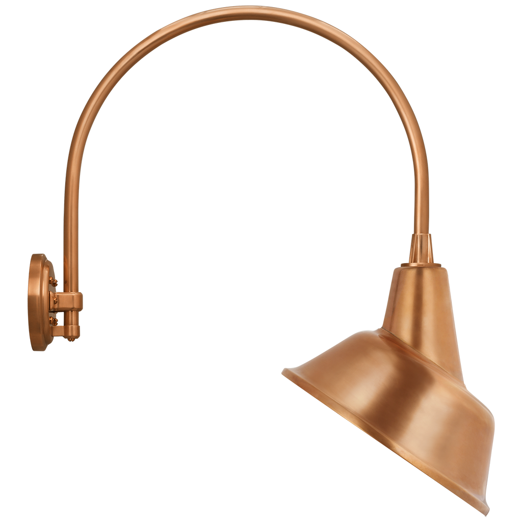 Academy 19.5" Arched Mack Barn Light | Soft Copper | 12.5 | 12.5" Soft Copper Tilted Bowers Shade
