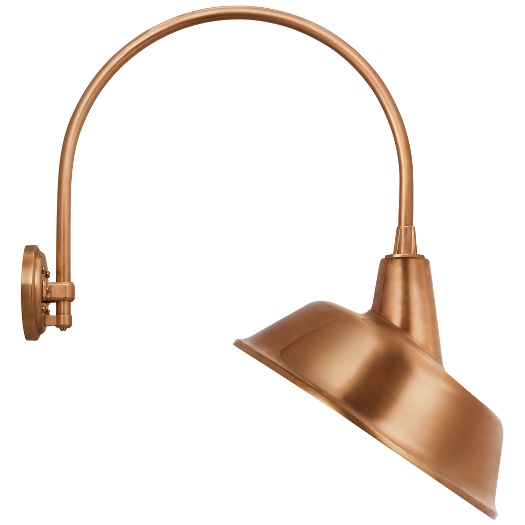 Academy 19.5" Arched Mack Barn Light | Soft Copper | 16 | 16" Soft Copper Tilted Bowers Shade