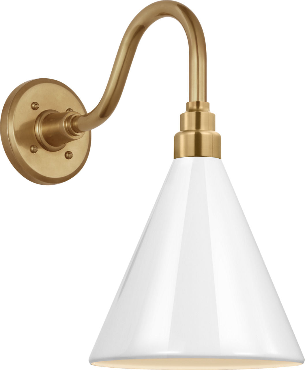 Academy 11" Flynn Barn Light | Hand-Rubbed Antique Brass | 9 | 9" White Conical Savannah Shade