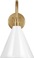 Academy 11" Flynn Barn Light | Hand-Rubbed Antique Brass | 9 | 9" White Conical Savannah Shade