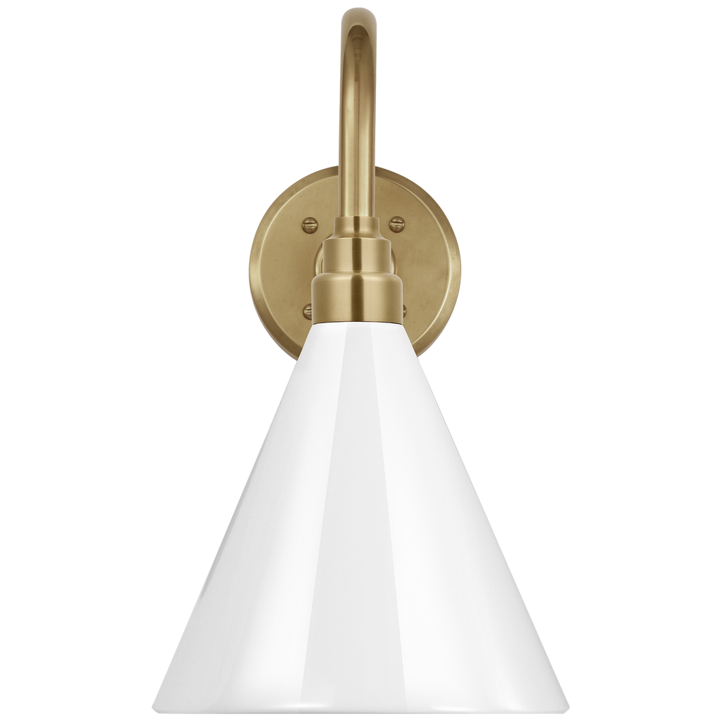 Academy 11" Flynn Barn Light | Hand-Rubbed Antique Brass | 9 | 9" White Conical Savannah Shade