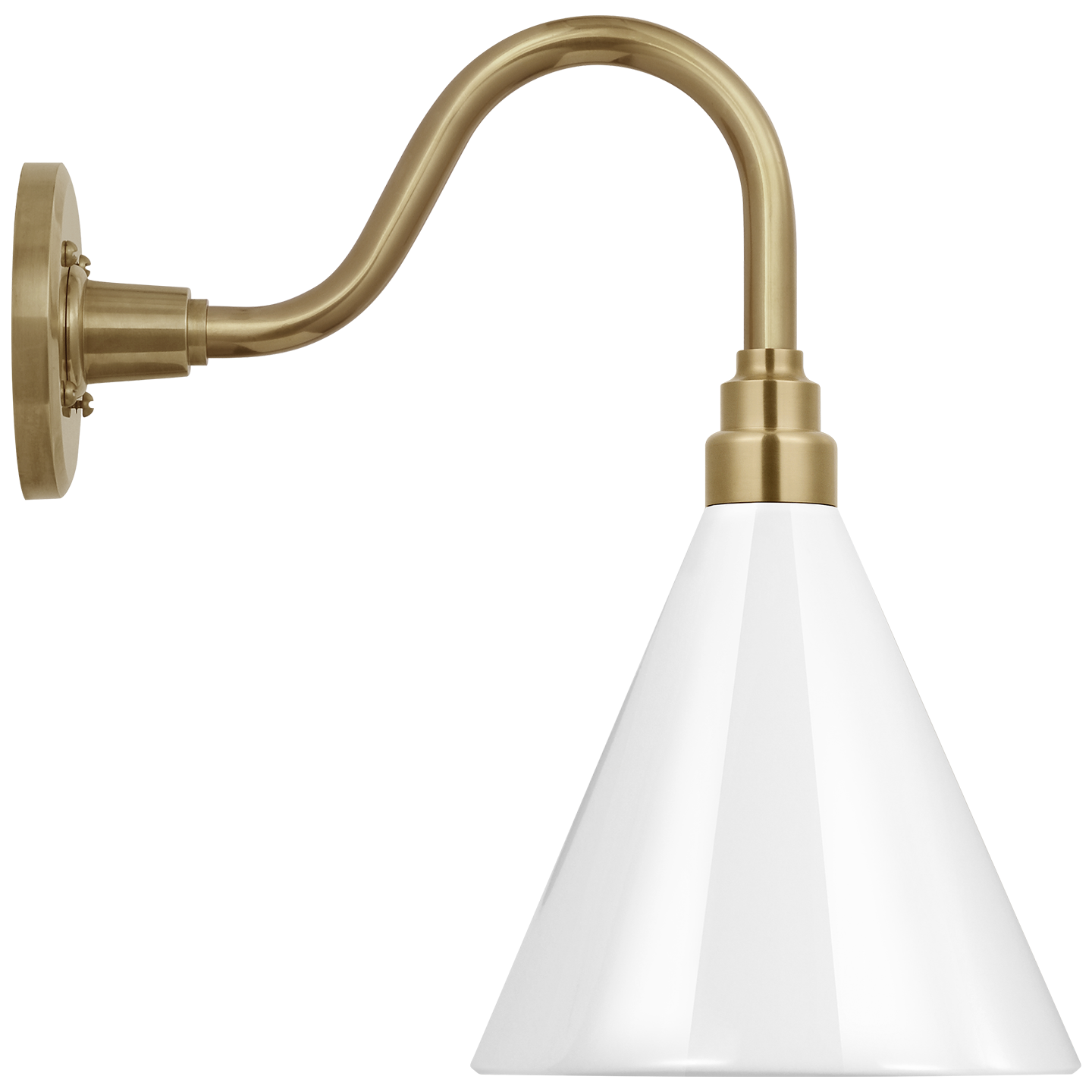 Academy 11" Flynn Barn Light | Hand-Rubbed Antique Brass | 9 | 9" White Conical Savannah Shade