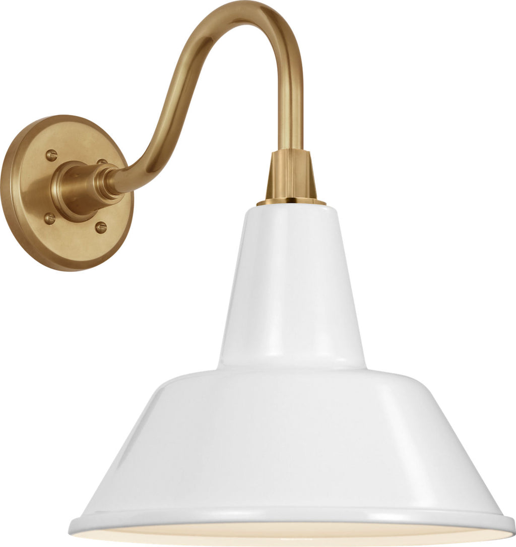 Academy 11" Flynn Barn Light | Hand-Rubbed Antique Brass | 12.5 | 12.5" White Bowers Shade