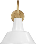 Academy 11" Flynn Barn Light | Hand-Rubbed Antique Brass | 12.5 | 12.5" White Bowers Shade