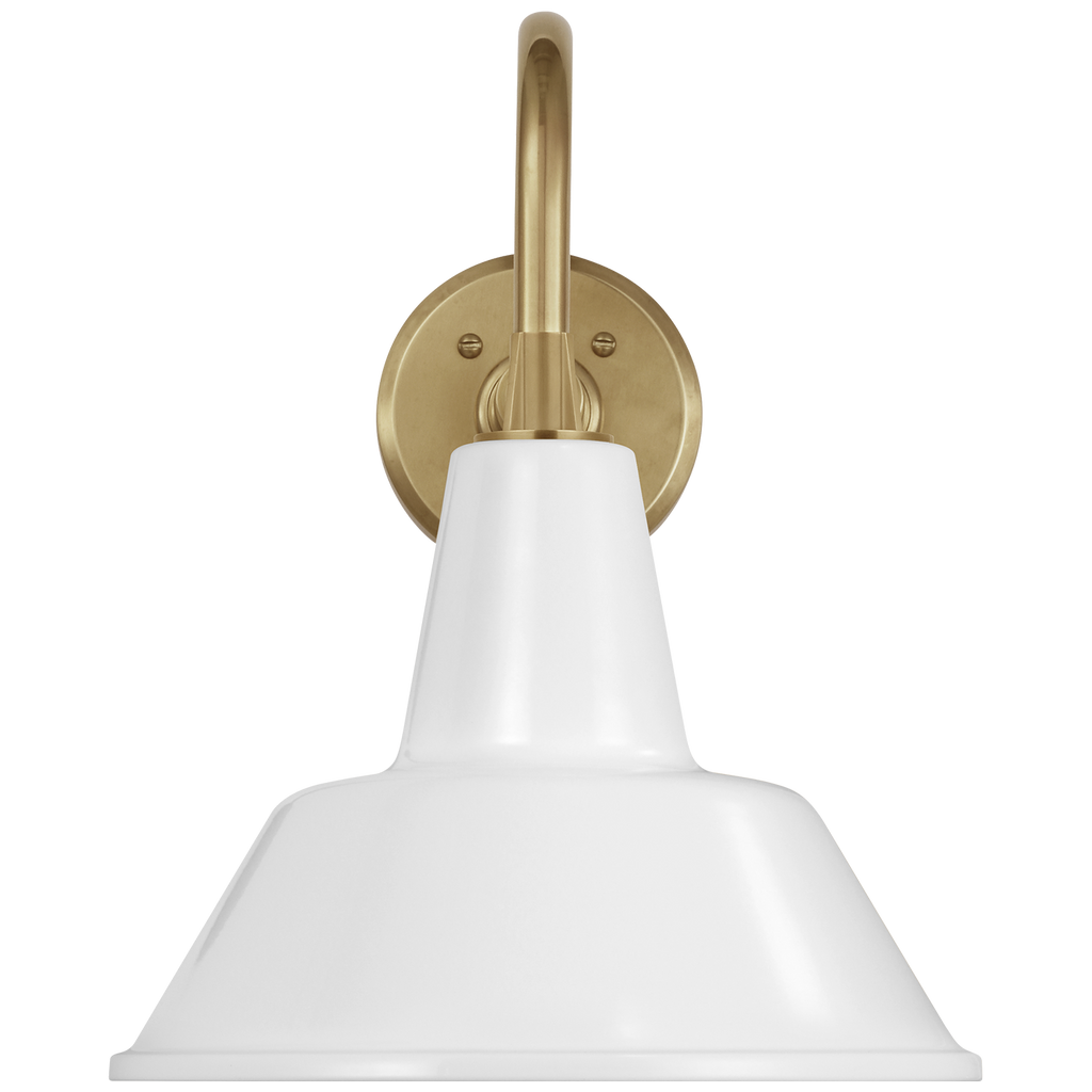 Academy 11" Flynn Barn Light | Hand-Rubbed Antique Brass | 12.5 | 12.5" White Bowers Shade