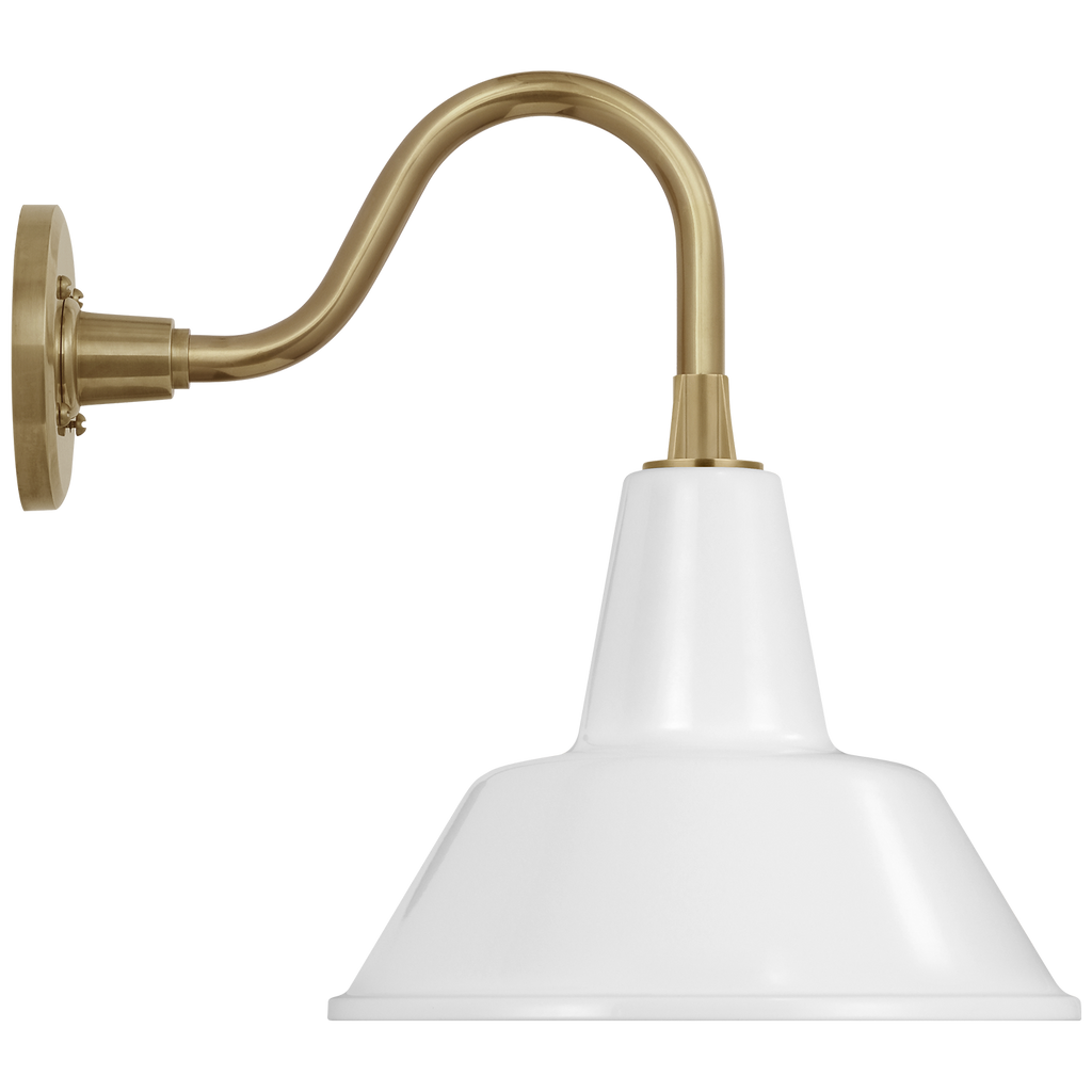 Academy 11" Flynn Barn Light | Hand-Rubbed Antique Brass | 12.5 | 12.5" White Bowers Shade
