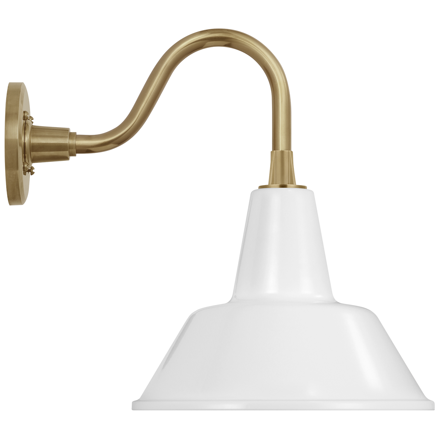 Academy 11" Flynn Barn Light | Hand-Rubbed Antique Brass | 12.5 | 12.5" White Bowers Shade
