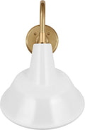 Academy 11" Flynn Barn Light | Hand-Rubbed Antique Brass | 12.5 | 12.5" White Tilted Tilted Bowers Shade