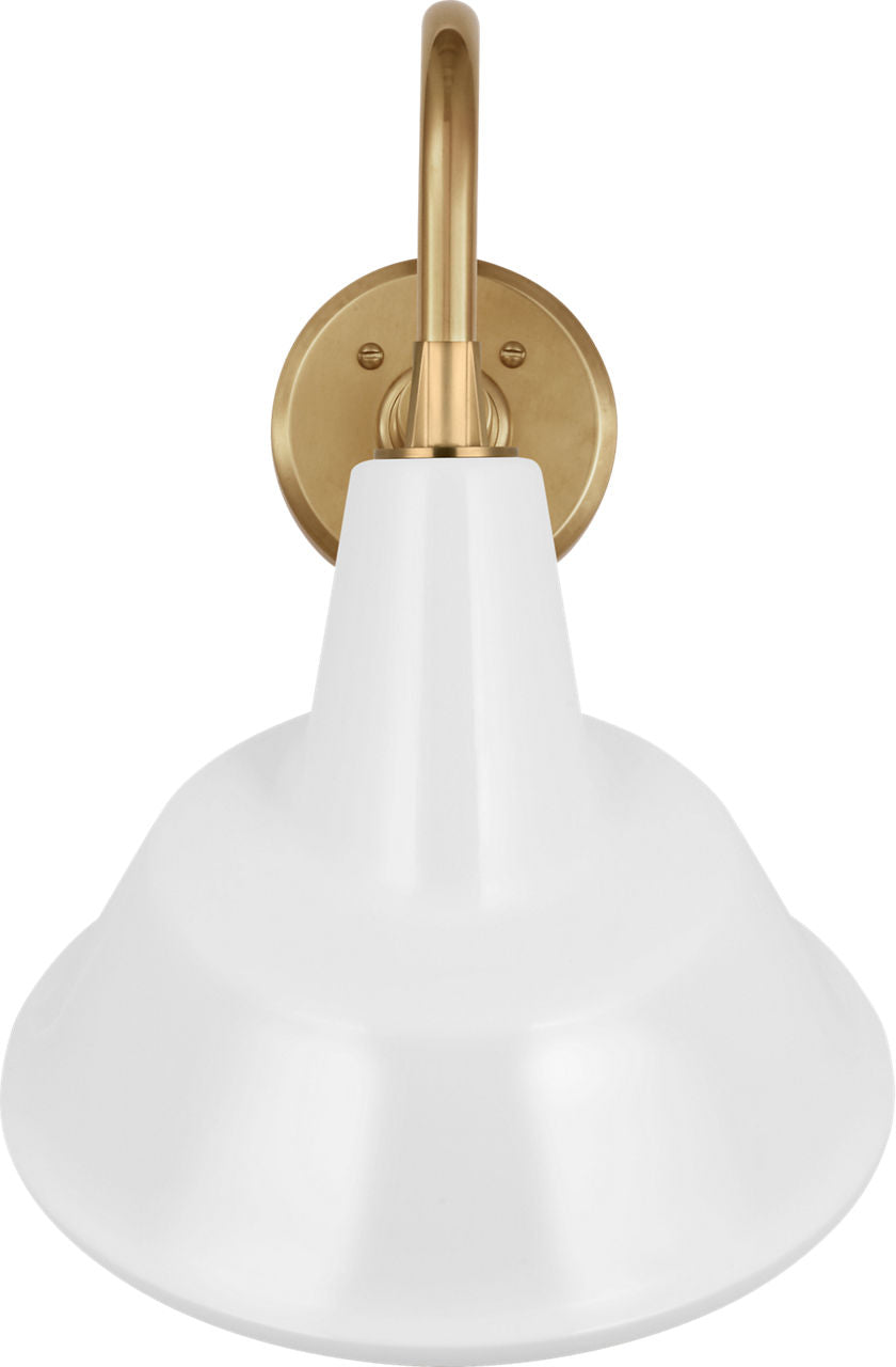 Academy 11" Flynn Barn Light | Hand-Rubbed Antique Brass | 12.5 | 12.5" White Tilted Tilted Bowers Shade