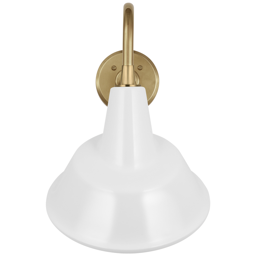 Academy 11" Flynn Barn Light | Hand-Rubbed Antique Brass | 12.5 | 12.5" White Tilted Tilted Bowers Shade