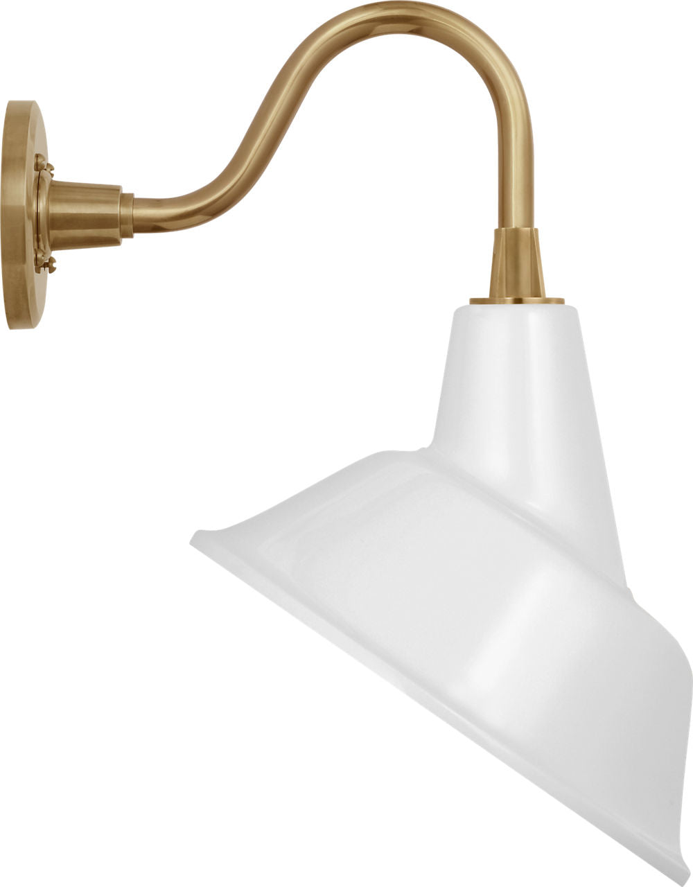 Academy 11" Flynn Barn Light | Hand-Rubbed Antique Brass | 12.5 | 12.5" White Tilted Tilted Bowers Shade