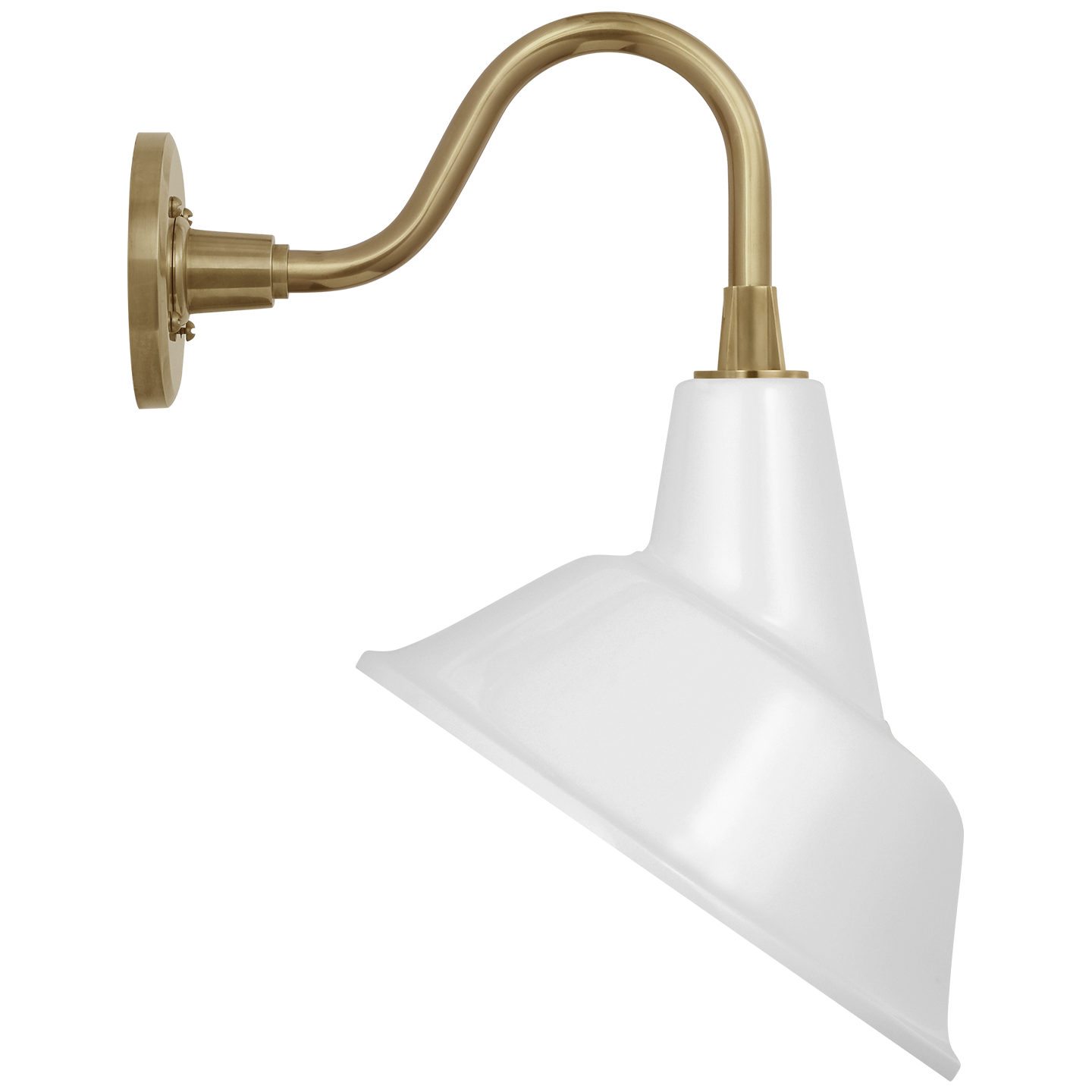 Academy 11" Flynn Barn Light | Hand-Rubbed Antique Brass | 12.5 | 12.5" White Tilted Tilted Bowers Shade